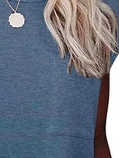 Blue sleeveless t-shirt