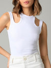 White cut out shoulders top