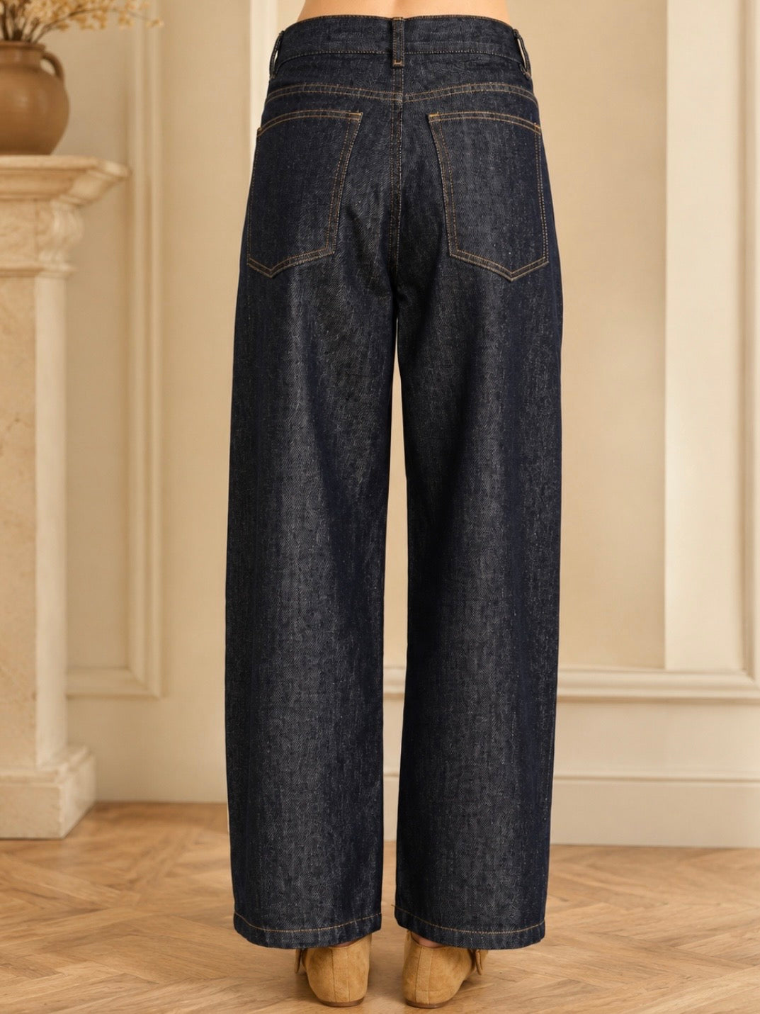 Dark blue jeans side lace Barrel pants