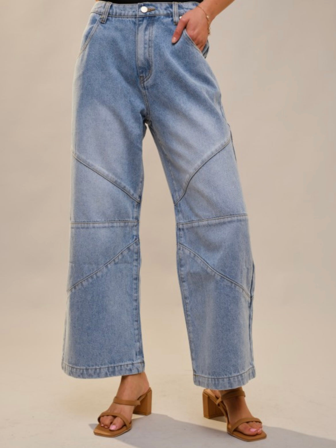 Blue baggy wide leg jeans