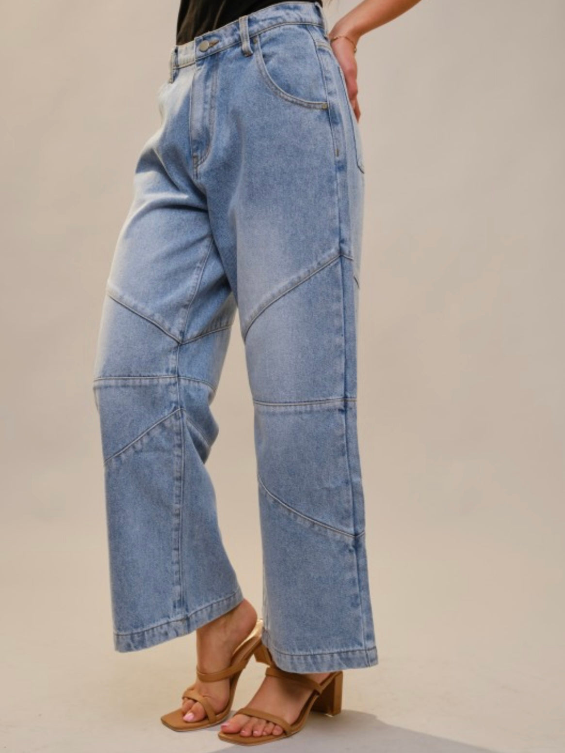 Blue baggy wide leg jeans