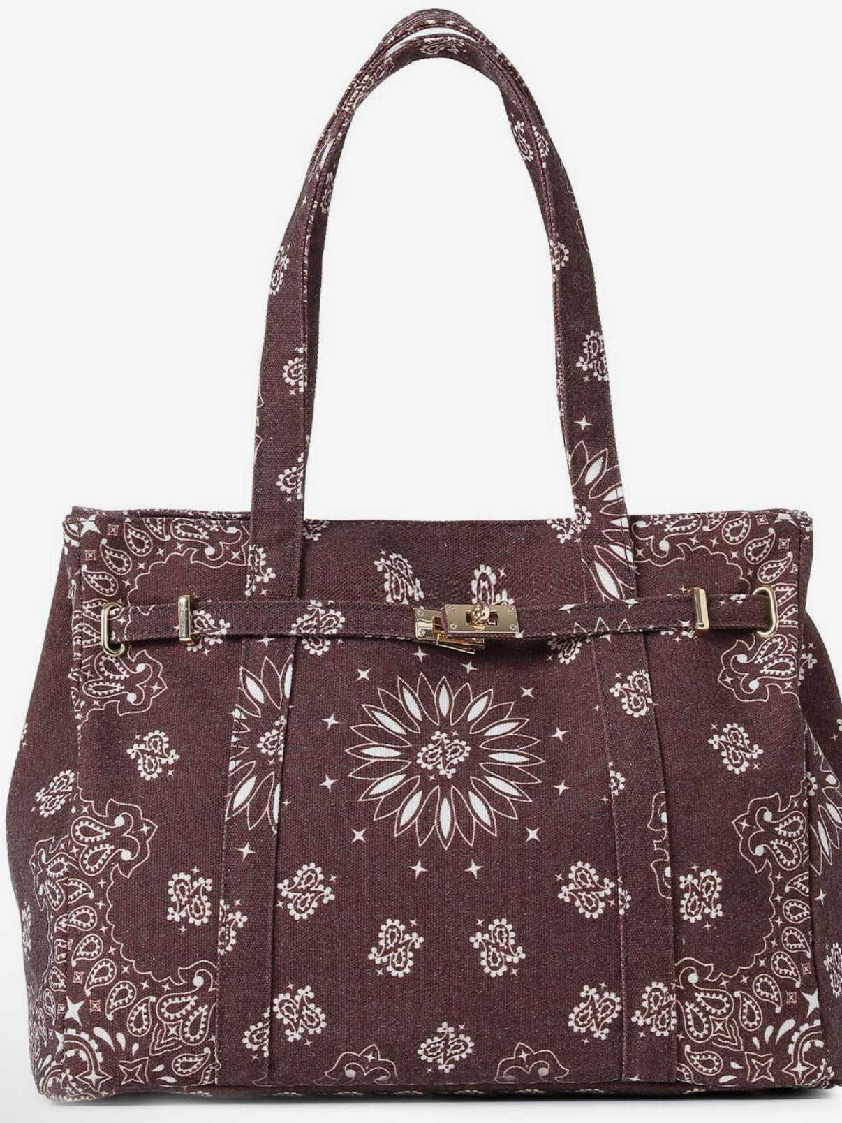 Colored bandana printed extra wallet belted closure handbag