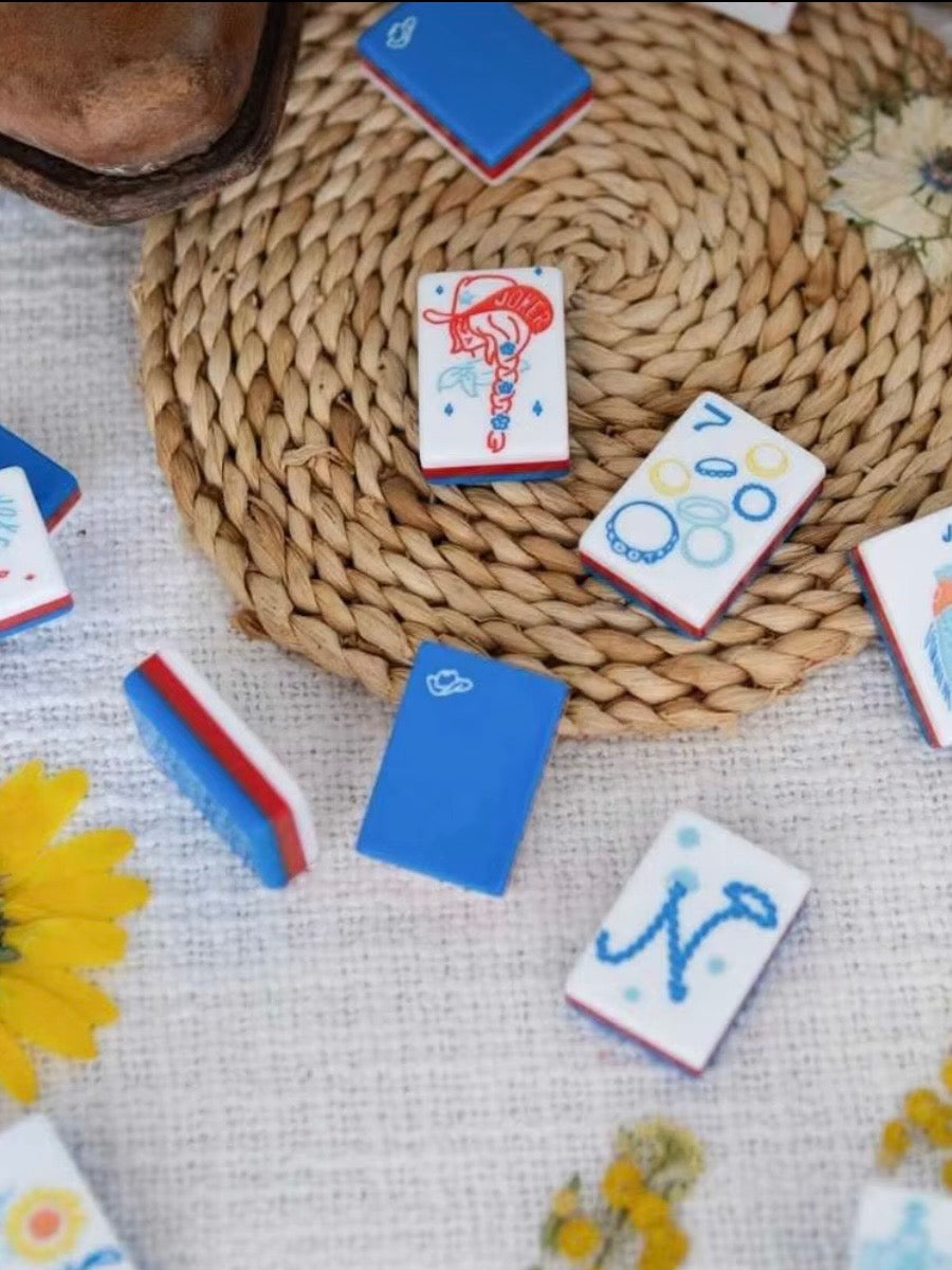 Cowgirl western Mahjong tiles set and mat