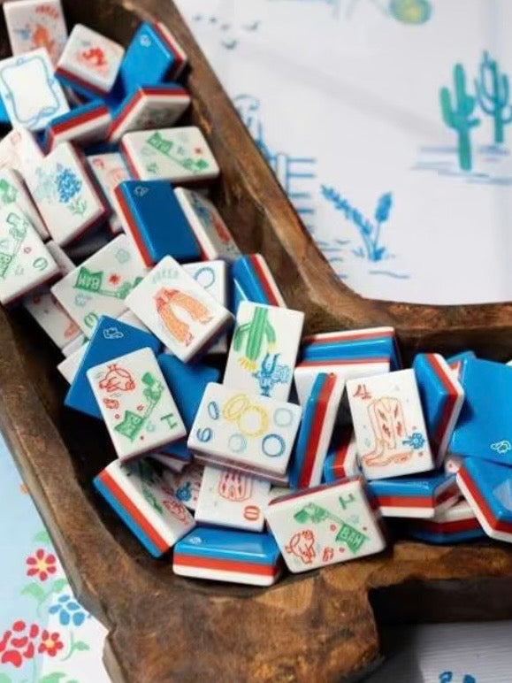 Cowgirl western Mahjong tiles set and mat