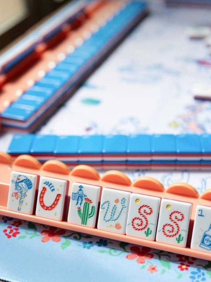 Cowgirl western Mahjong tiles set and mat