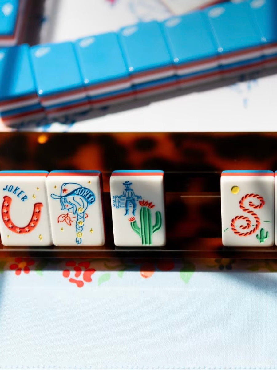 Cowgirl western Mahjong tiles set and mat