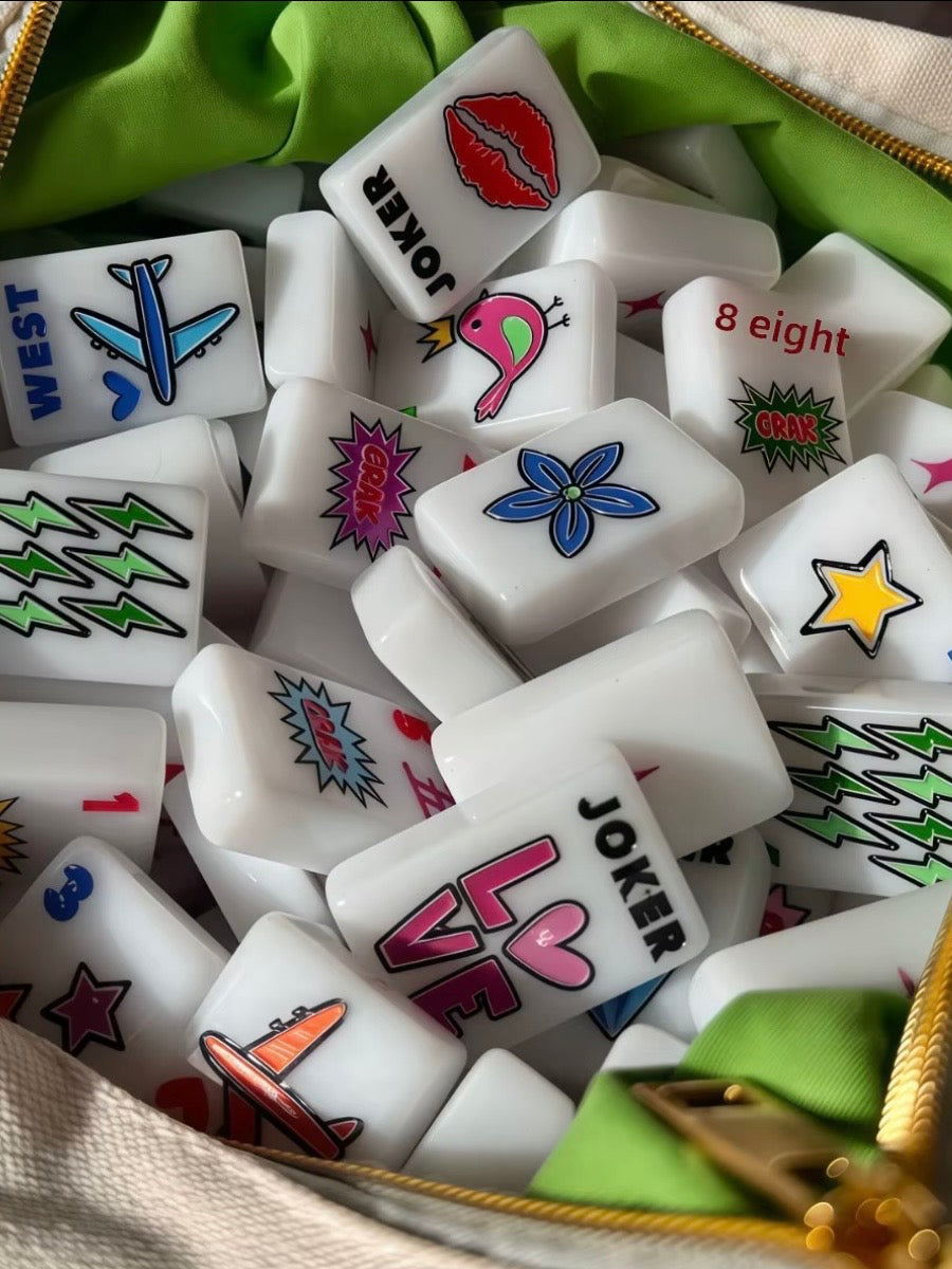 Lightning and stars handmade Mahjong tiles set