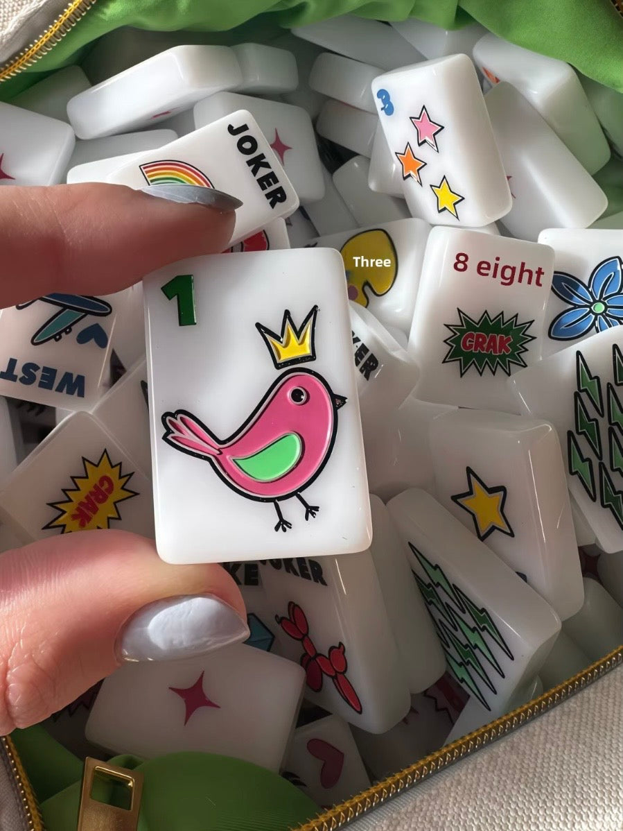 Lightning and stars handmade Mahjong tiles set