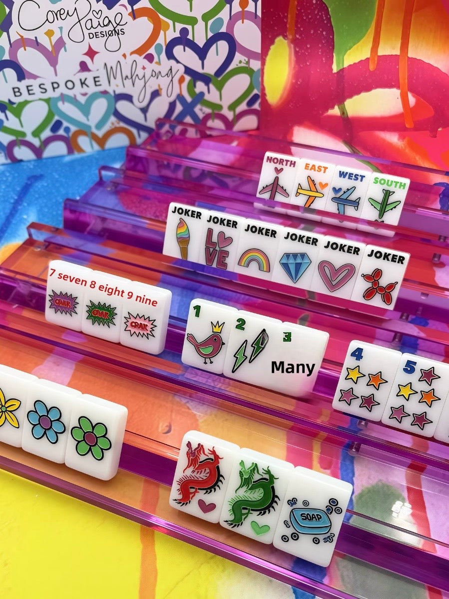Lightning and stars handmade Mahjong tiles set