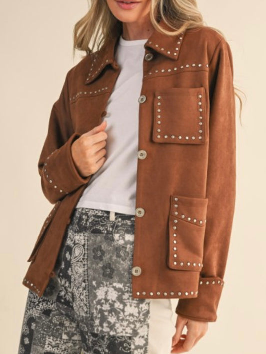 Faux suede studded jacket
