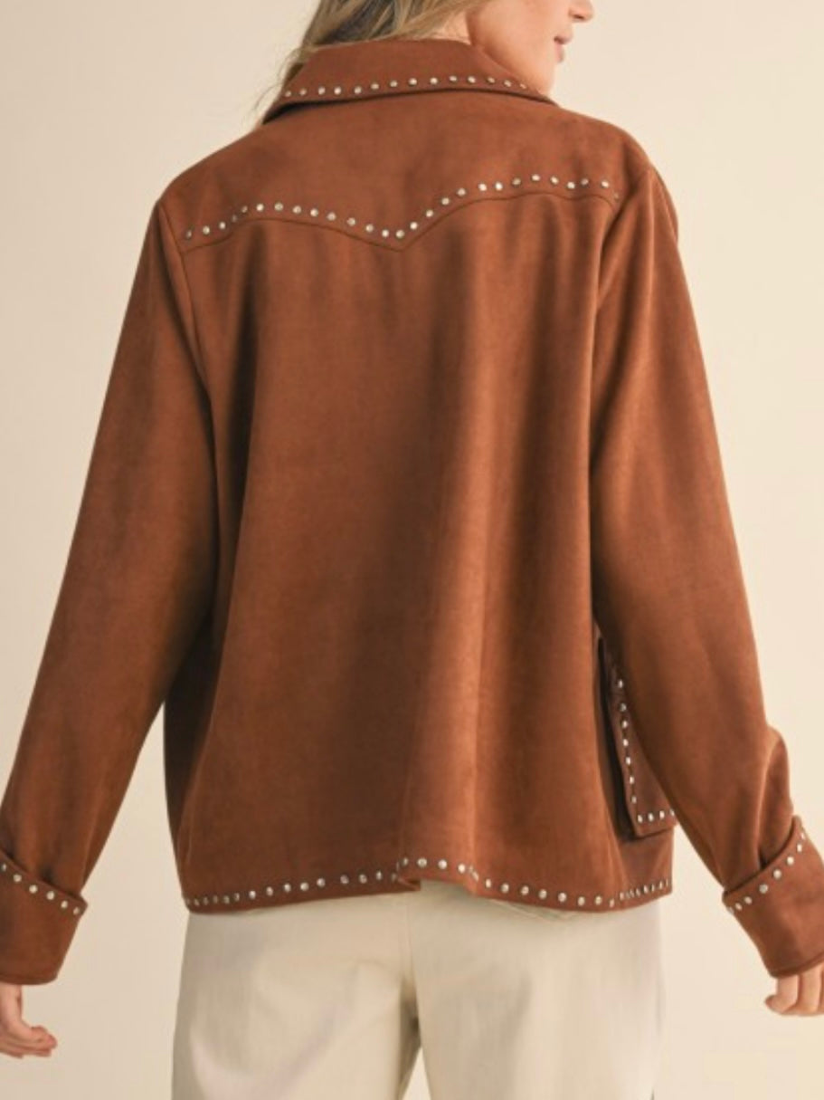 Faux suede studded jacket