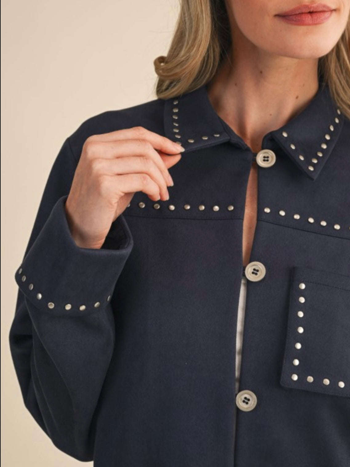 Faux suede studded jacket