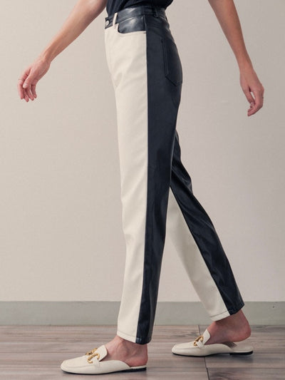 Off white and black straight leg pants