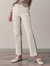 Off white and beige straight leg pants
