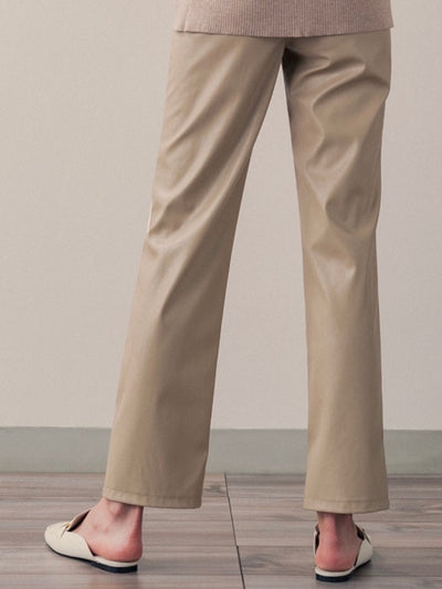 Off white and beige straight leg pants