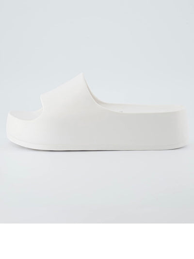 White slides high heels platform sandals
