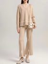 Beige and white stripe set of 2 top and pants