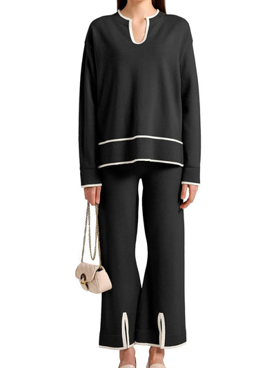 Black and white stripe set of 2 top and pants