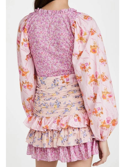 Pink floral printed short dress