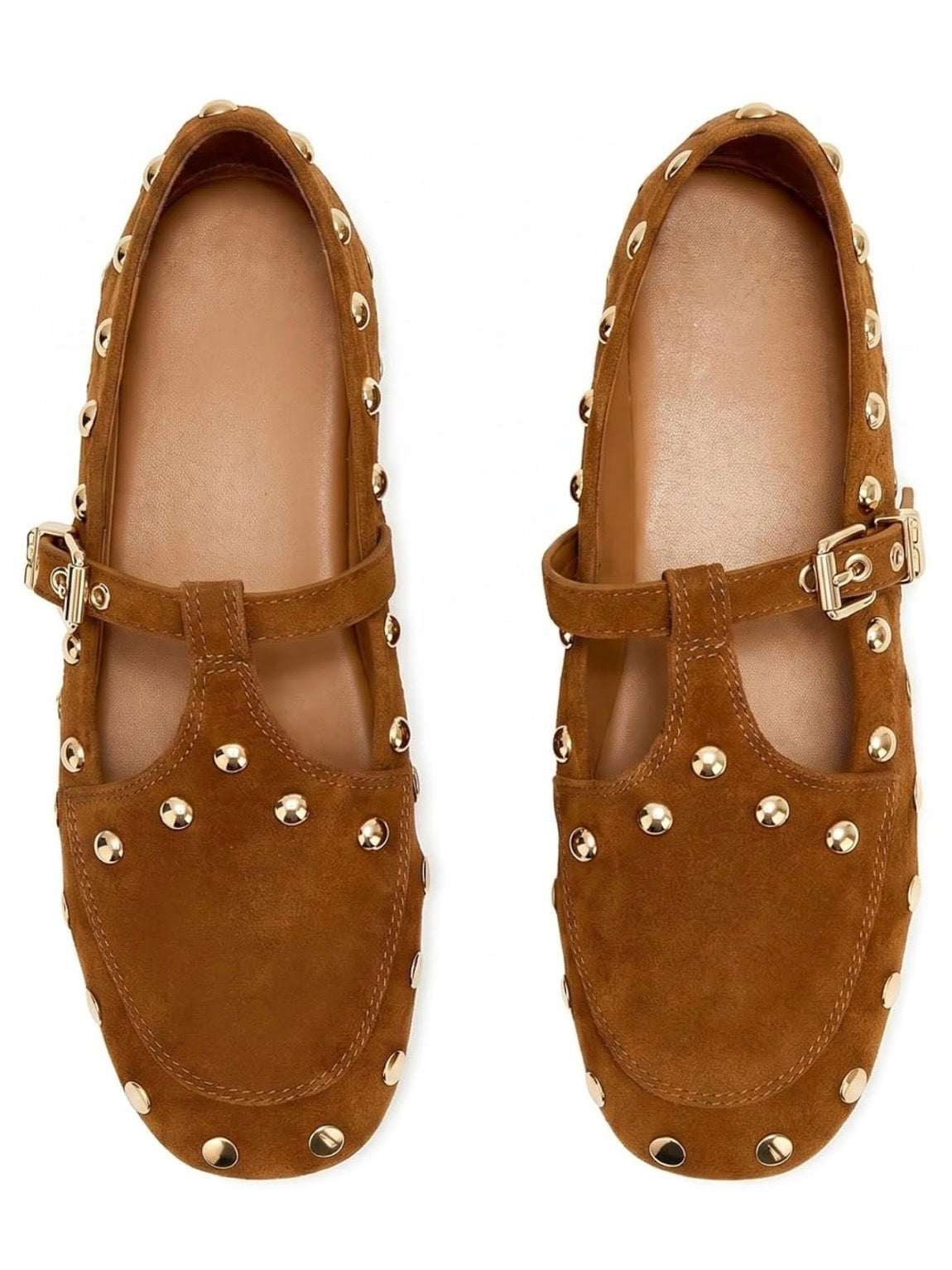 Ballet studded buckled flats shoes