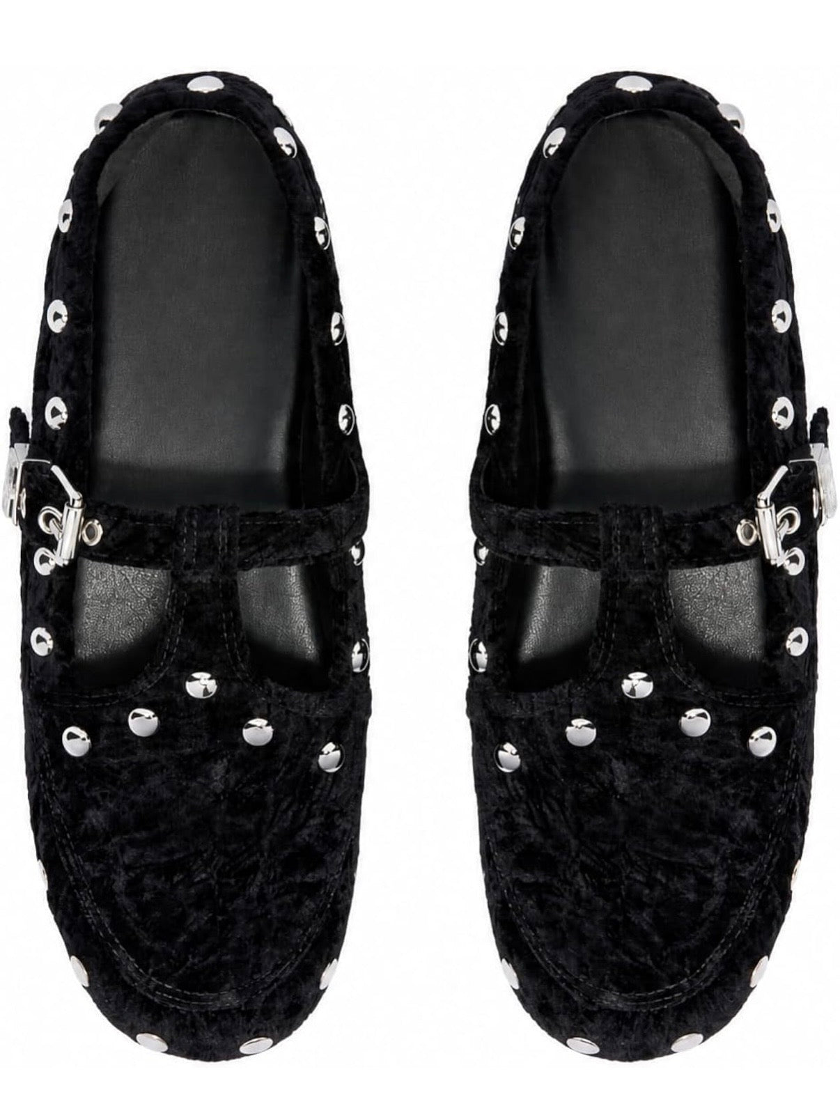 Ballet studded buckled flats shoes