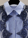 Blue mix fabrics shirt