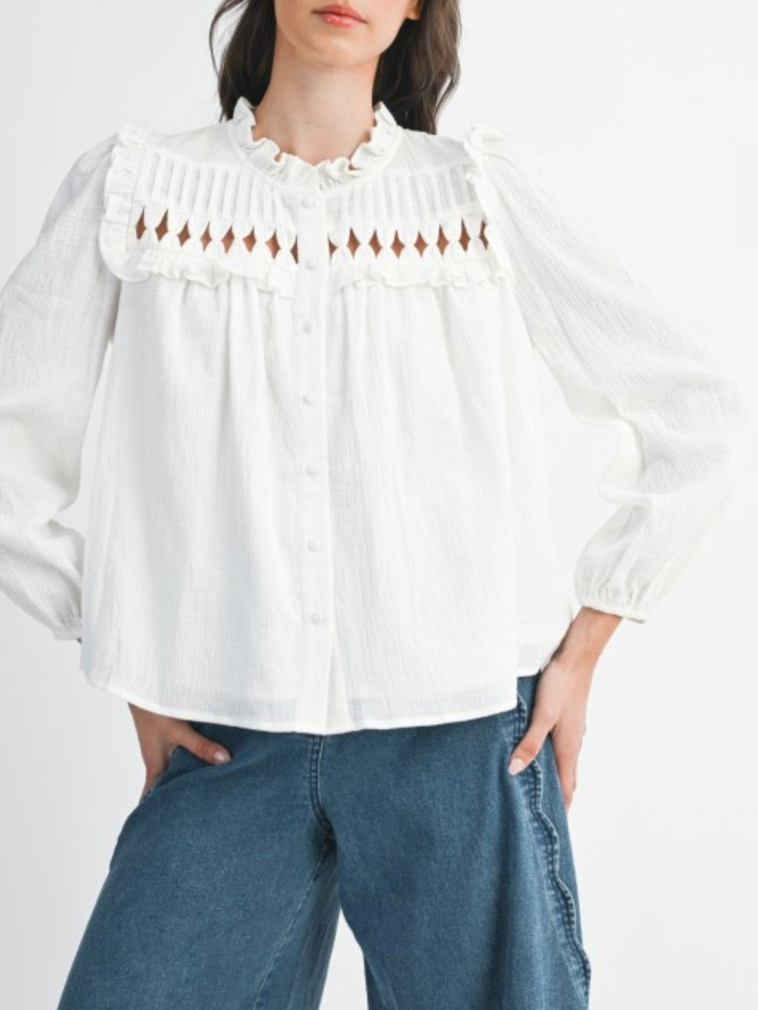 Off White ruffled cutout shirt