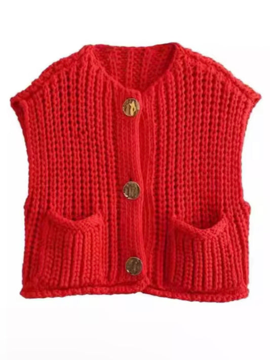 Red knitted vest