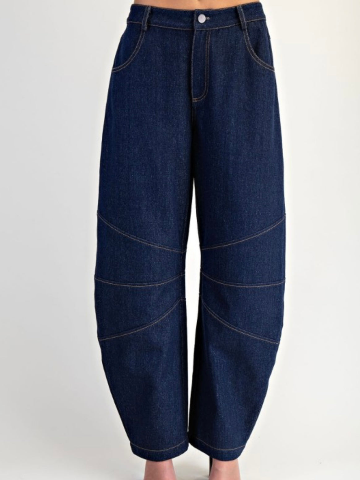 Navy Blue Barrel Pants