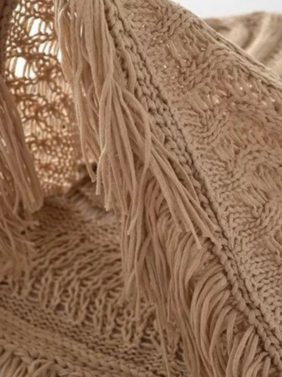 Beige embroidered texture sweater