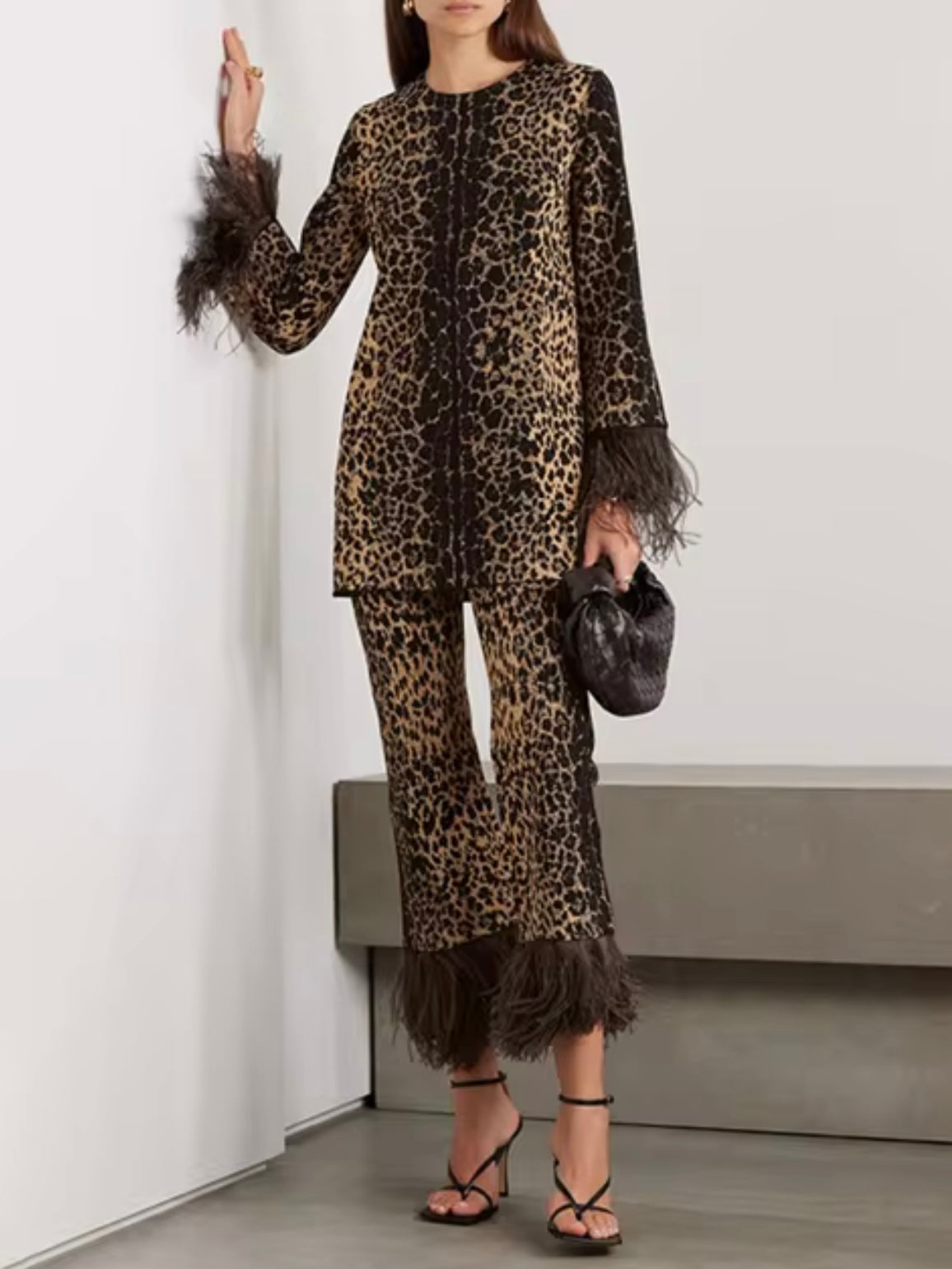 Leopard print set shirt and pants