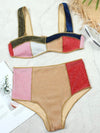 Gold multicolored top and bottom swimwear