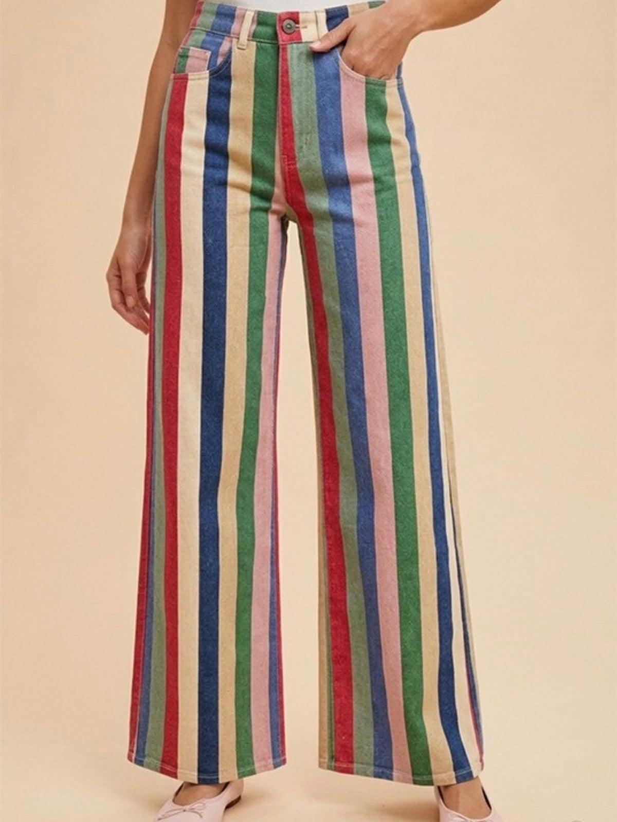 Striped multicolored relaxed fit jeans pants