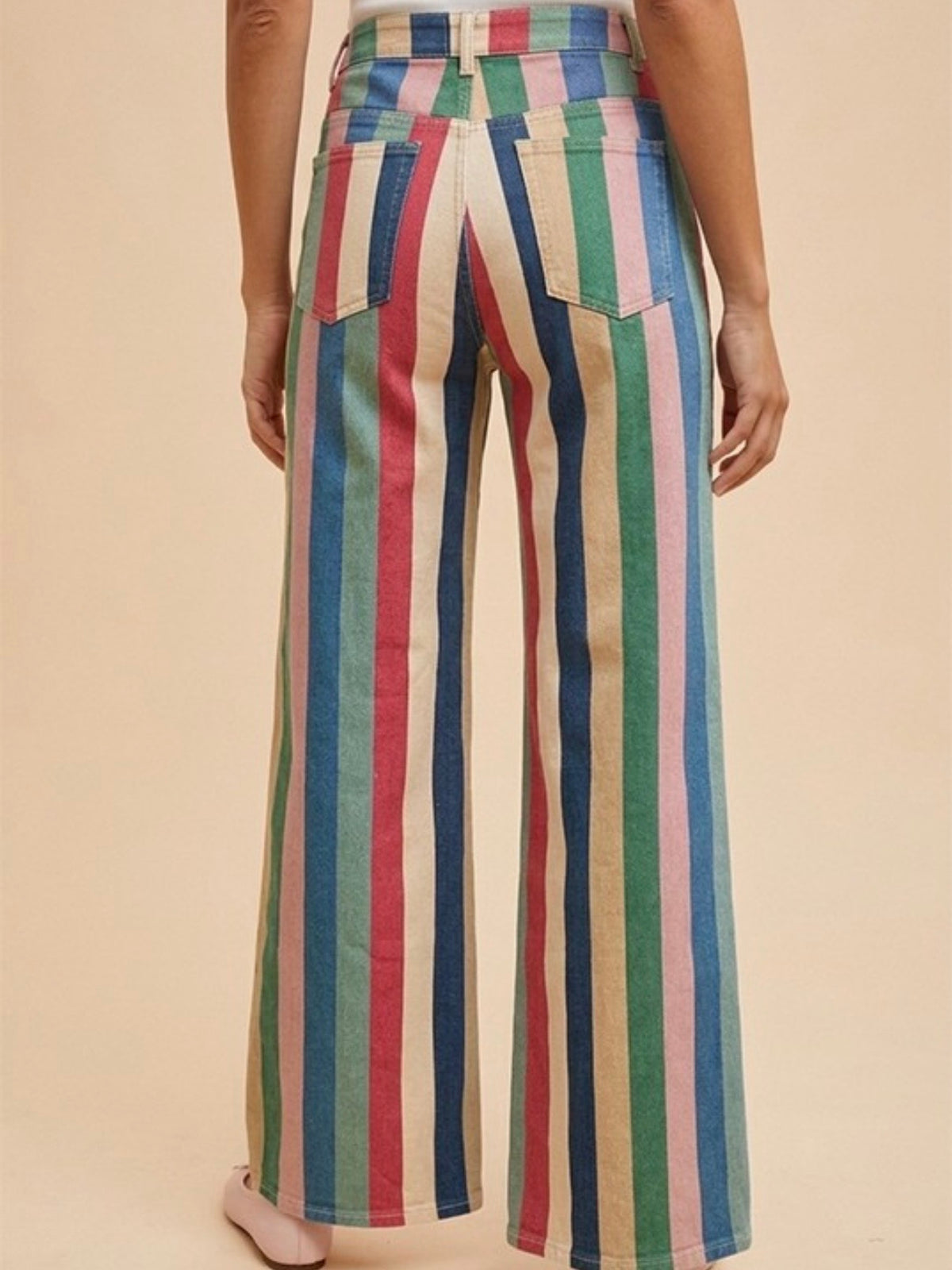 Striped multicolored relaxed fit jeans pants