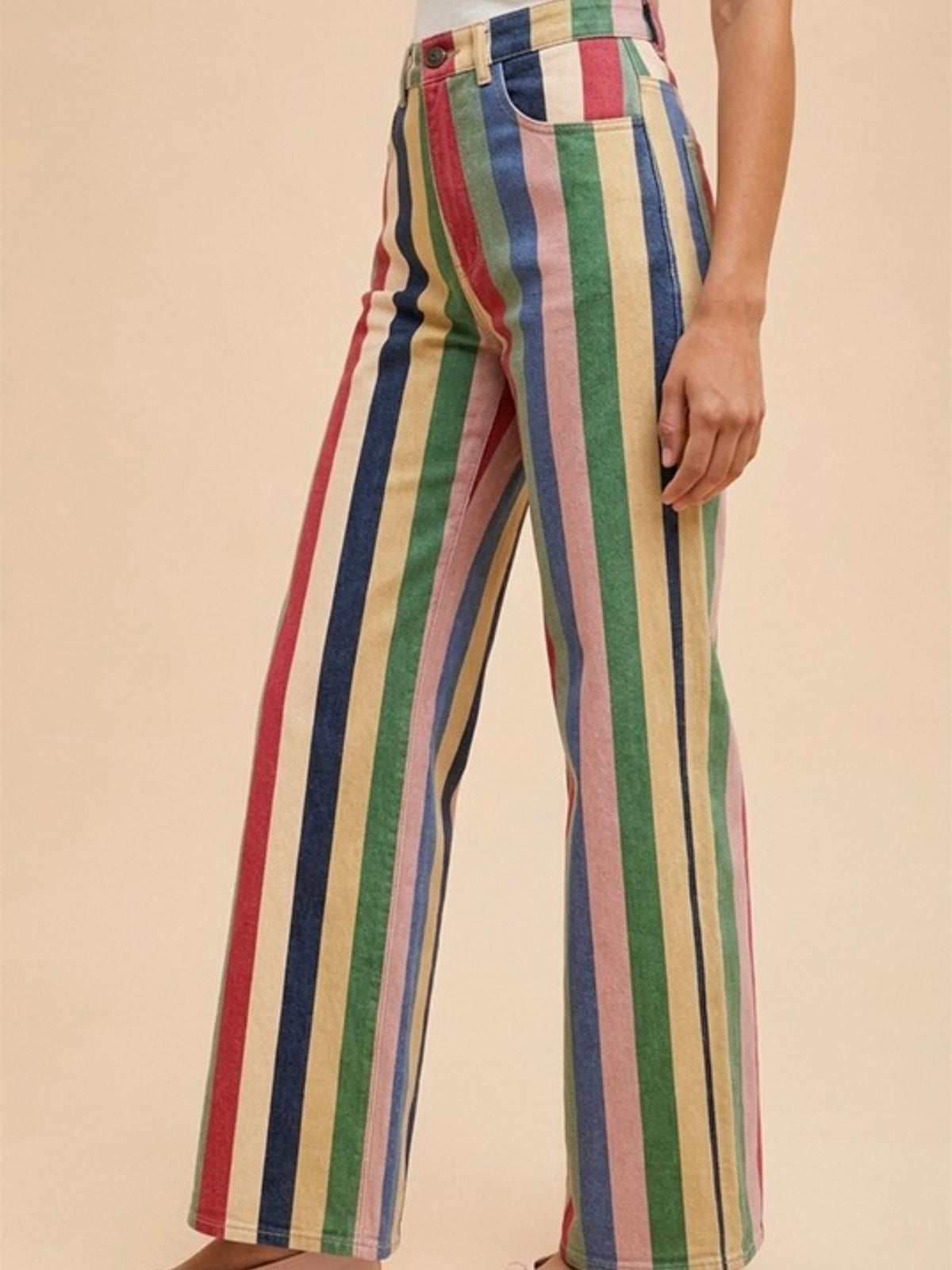 Striped multicolored relaxed fit jeans pants
