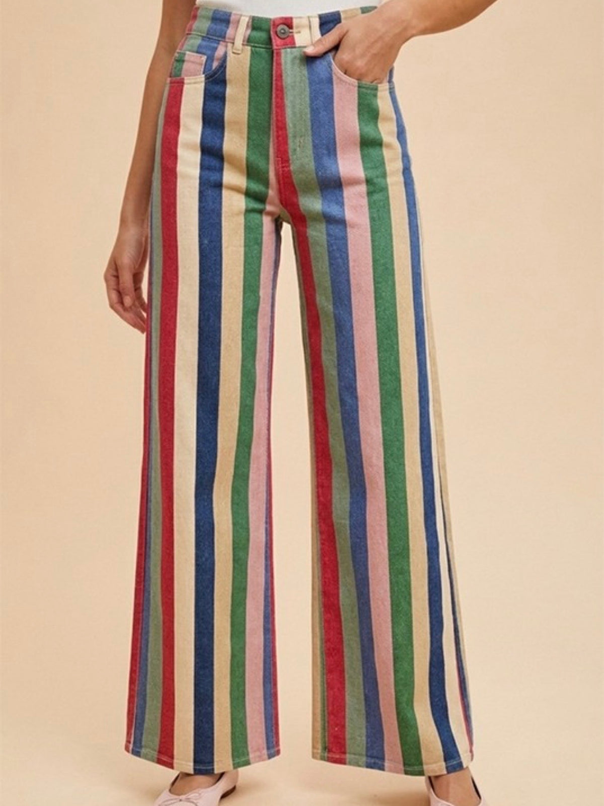 Striped multicolored relaxed fit jeans pants
