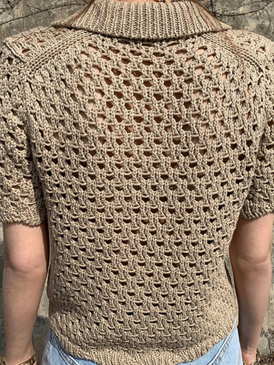 Beige boho knitted top