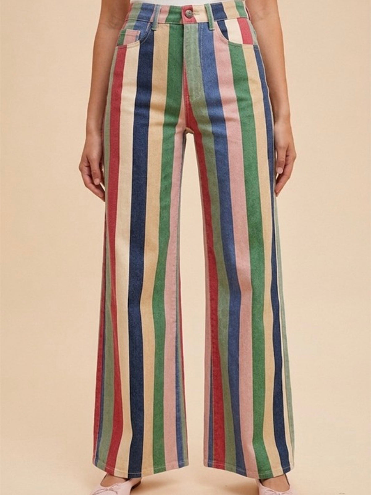 Striped multicolored relaxed fit jeans pants