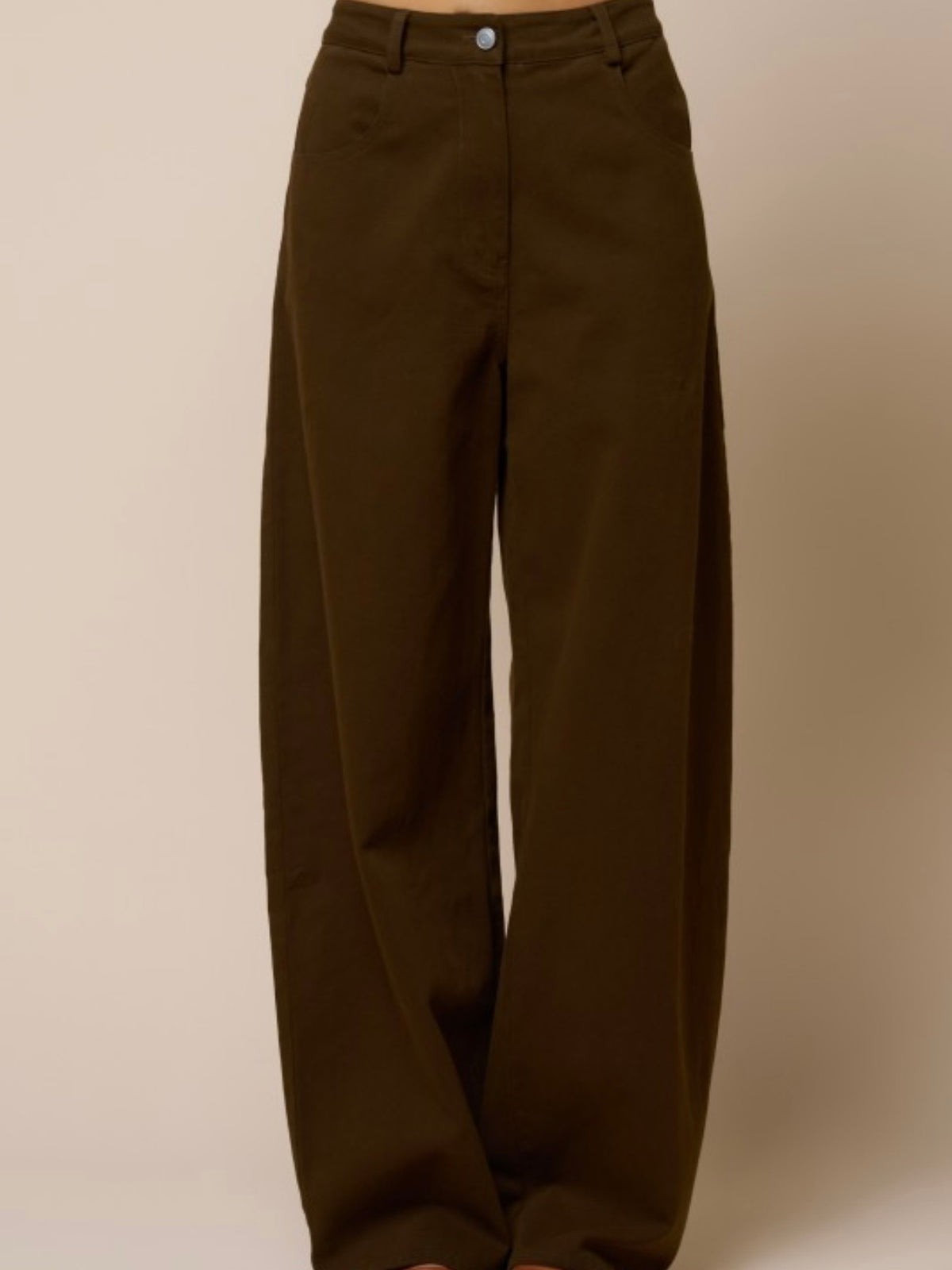 Brown block washed barrel jeans pants