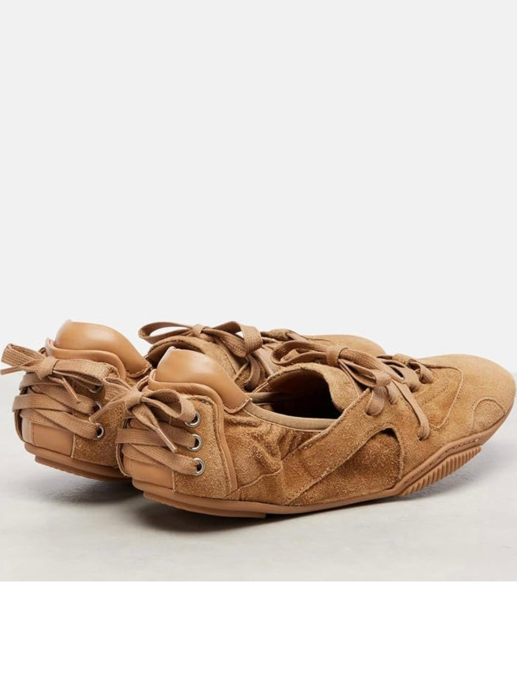 Solid colors Front tied flats shoes adjustable