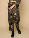 Leopard mix fabrics boho tied wide pants