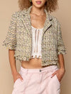 Beige crop top tweed jacket
