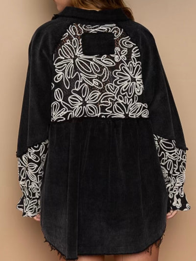 Black jeans embroidered jacket