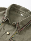 Green jeans floral stitches jacket