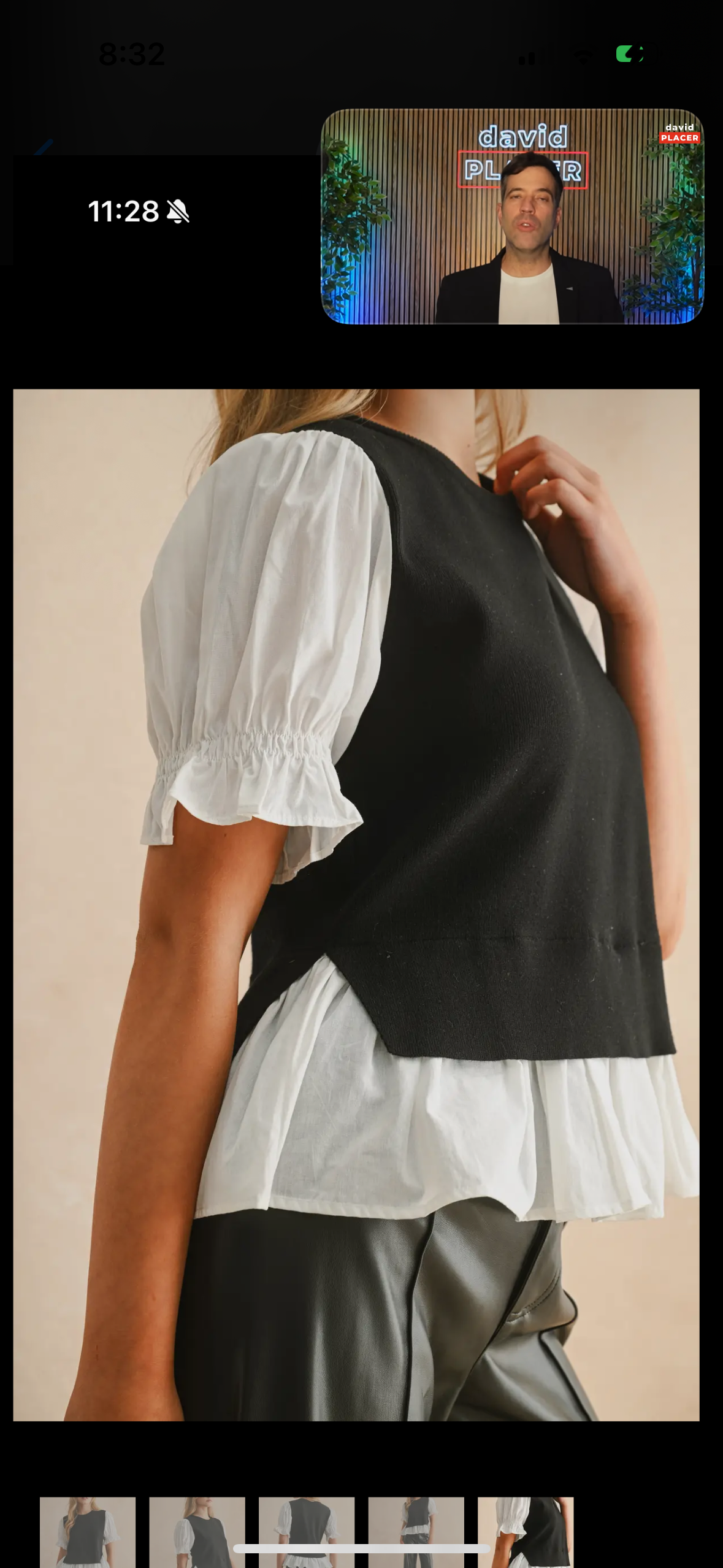 Black sweater combo white shirt and navy blue pullover two layers embroidered texture top (Copy)