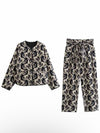 Off white and black printed cushioned set jacket and pants