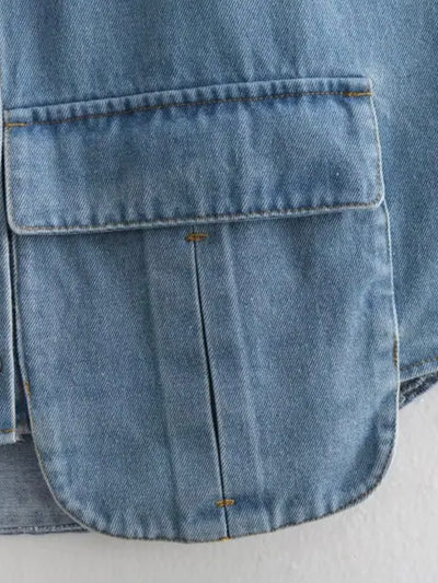 Mid blue denim big pockets crop top / jacket