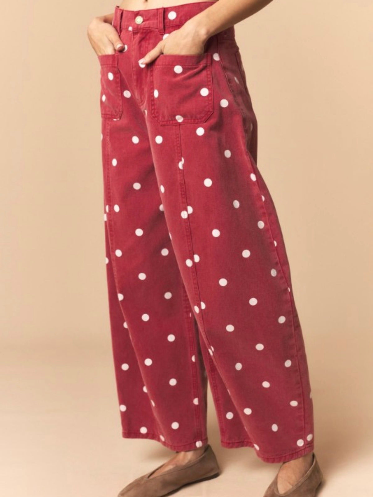 Burgundy polka dot print Pattern Barrel