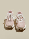 Pink and white sneakers walking shoes