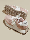 Pink and white sneakers walking shoes